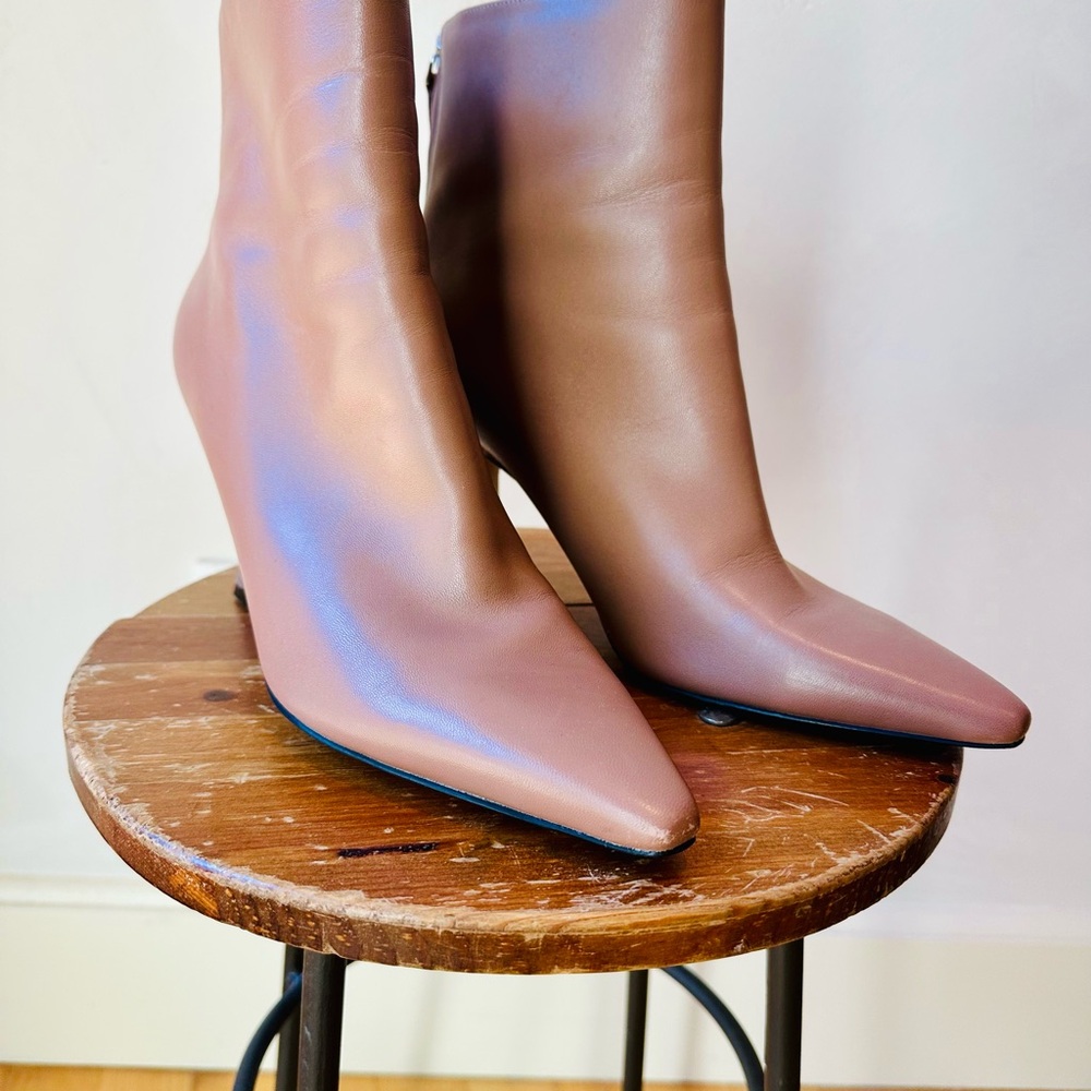 Marc Fisher Tan Pointed-Toe Heeled Boots